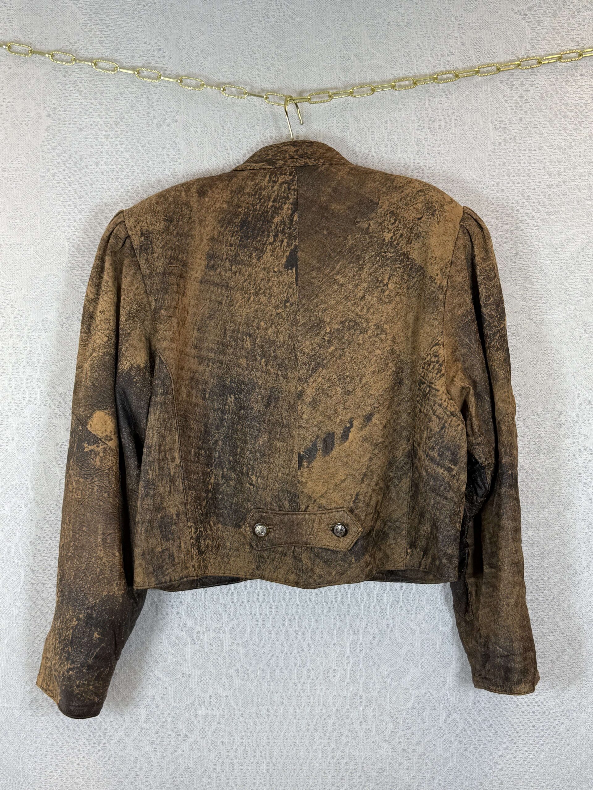 Rare 80s Brown Patterned Leather Jacket
