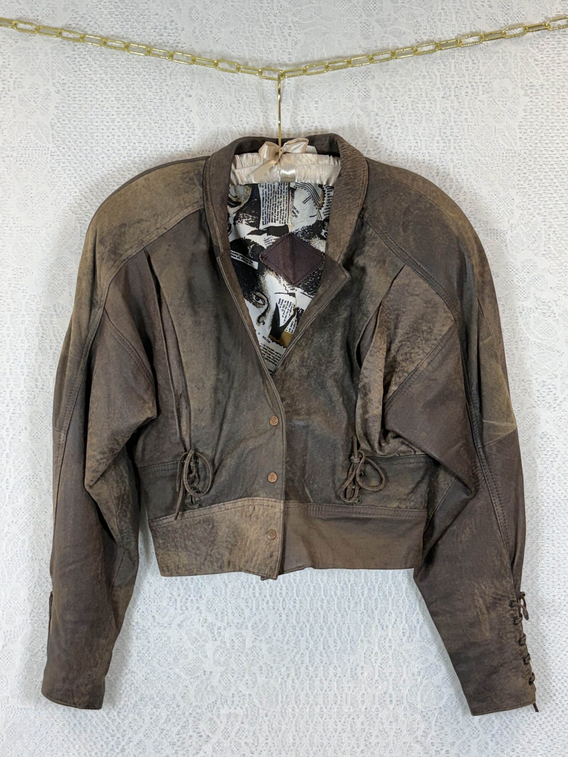 Vintage Brown Cropped Leather Jacket