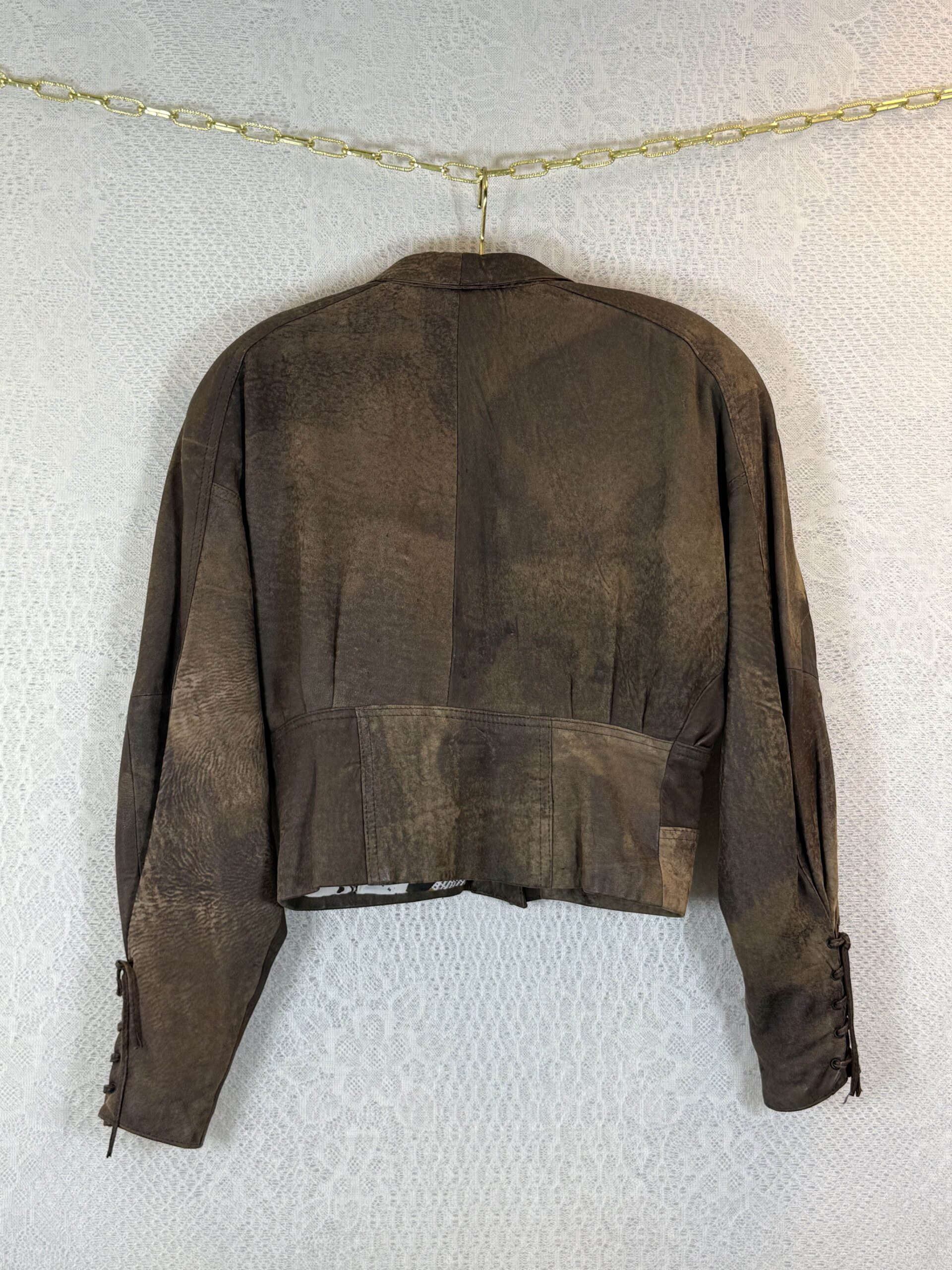 Vintage Brown Cropped Leather Jacket