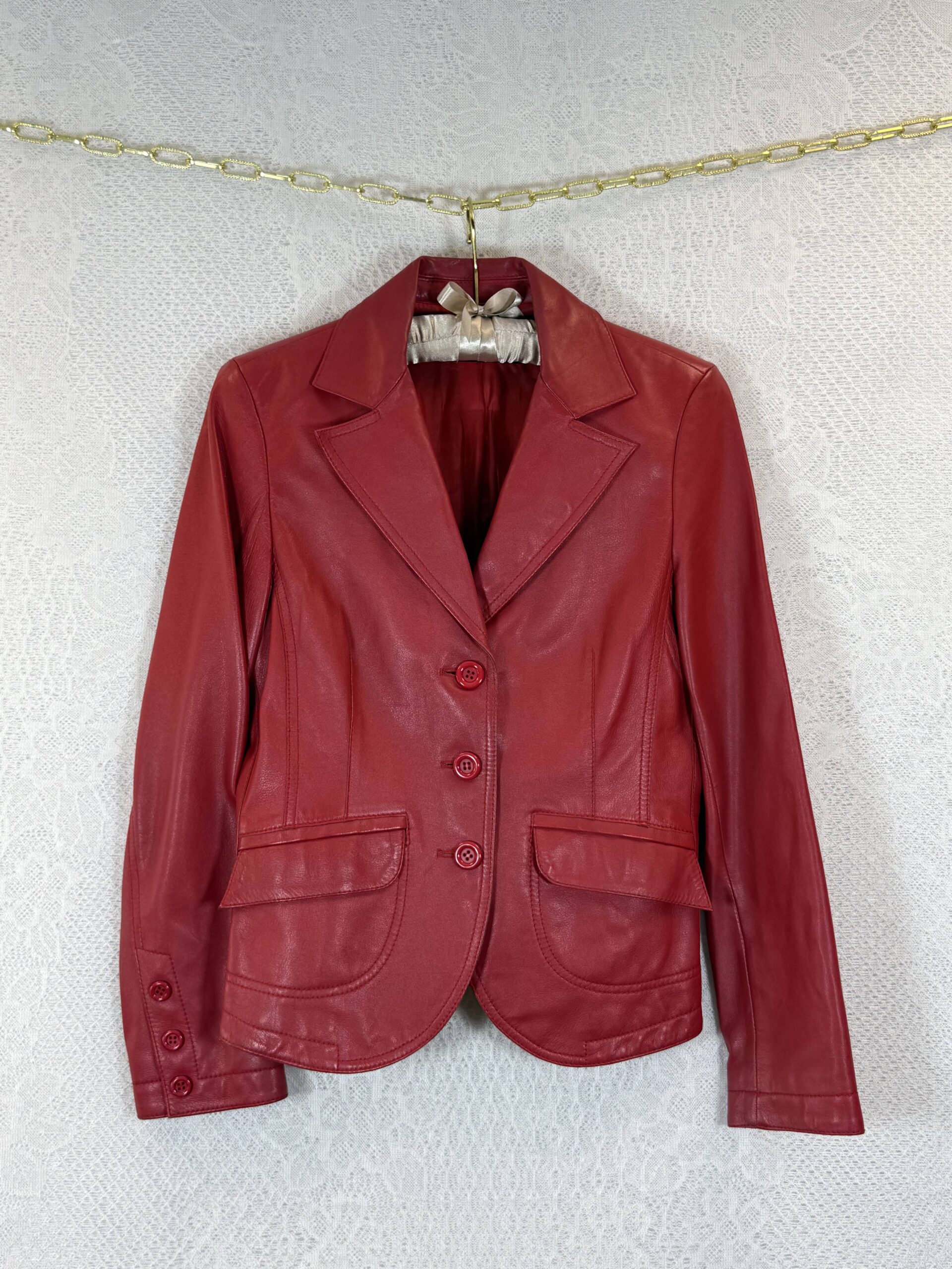 WALTER Gruppe Red Leather Suit Jacket