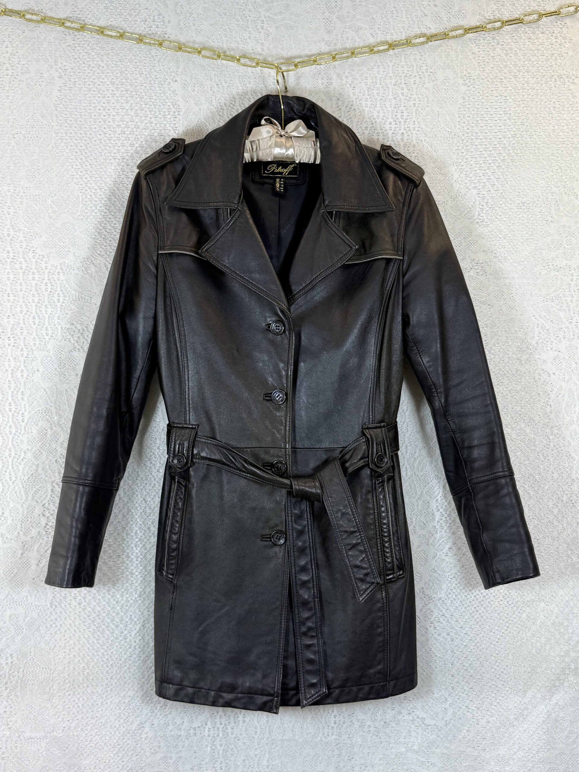 Petroff Black Long Leather Jacket