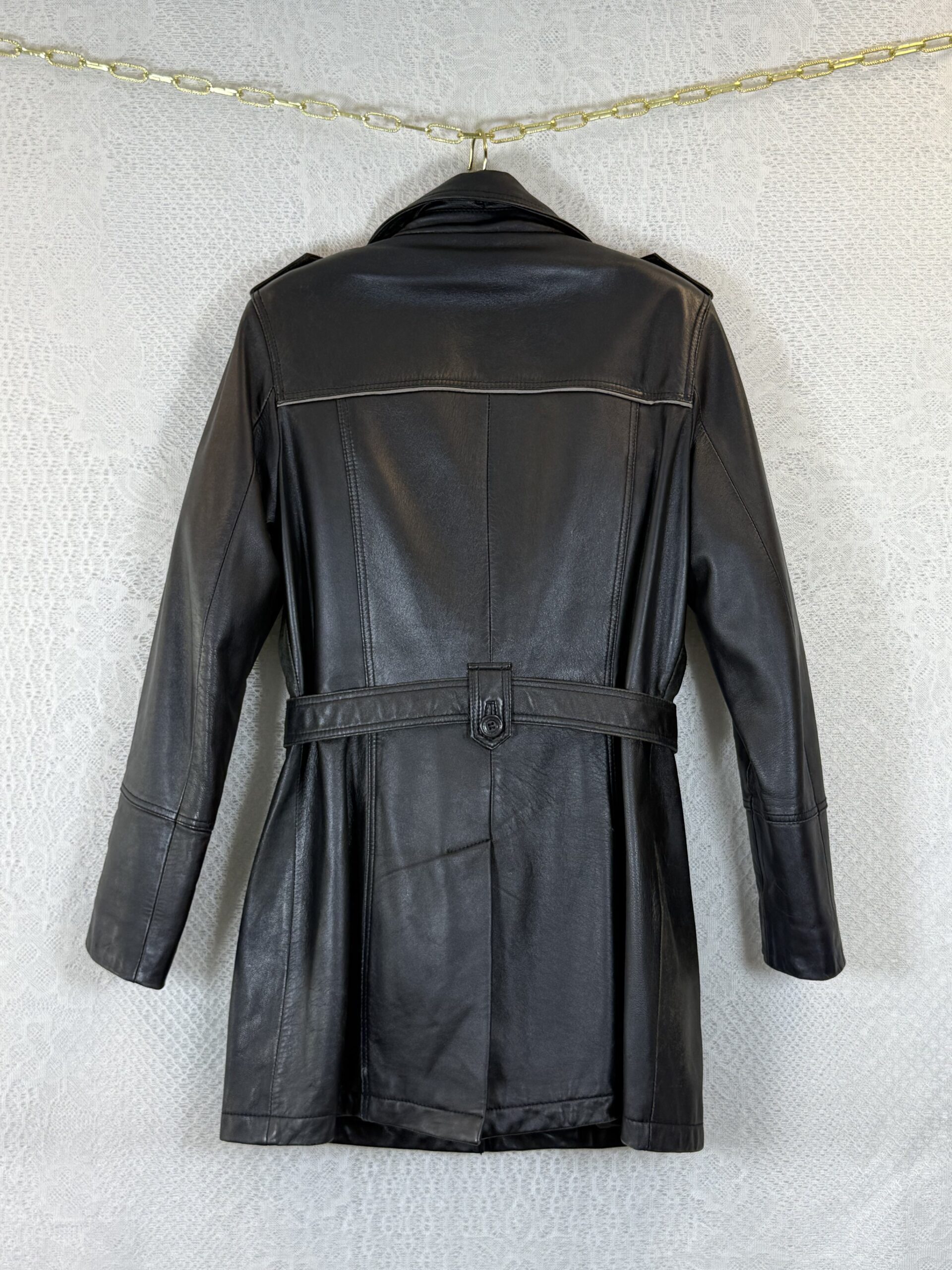 Petroff Black Long Leather Jacket