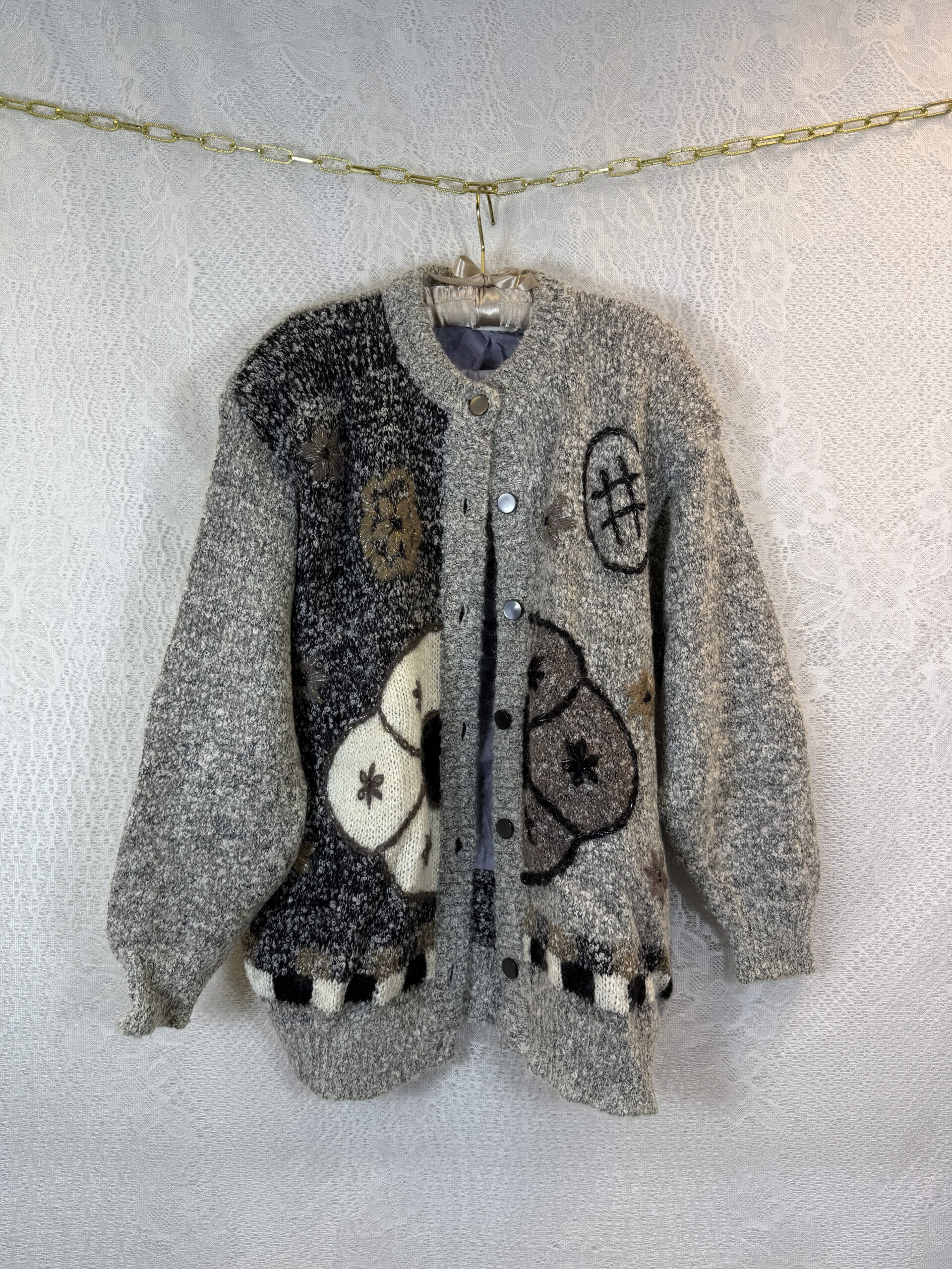 Vintage AIERLUOMAN Mohair Knit Cardigan Sweater XXL