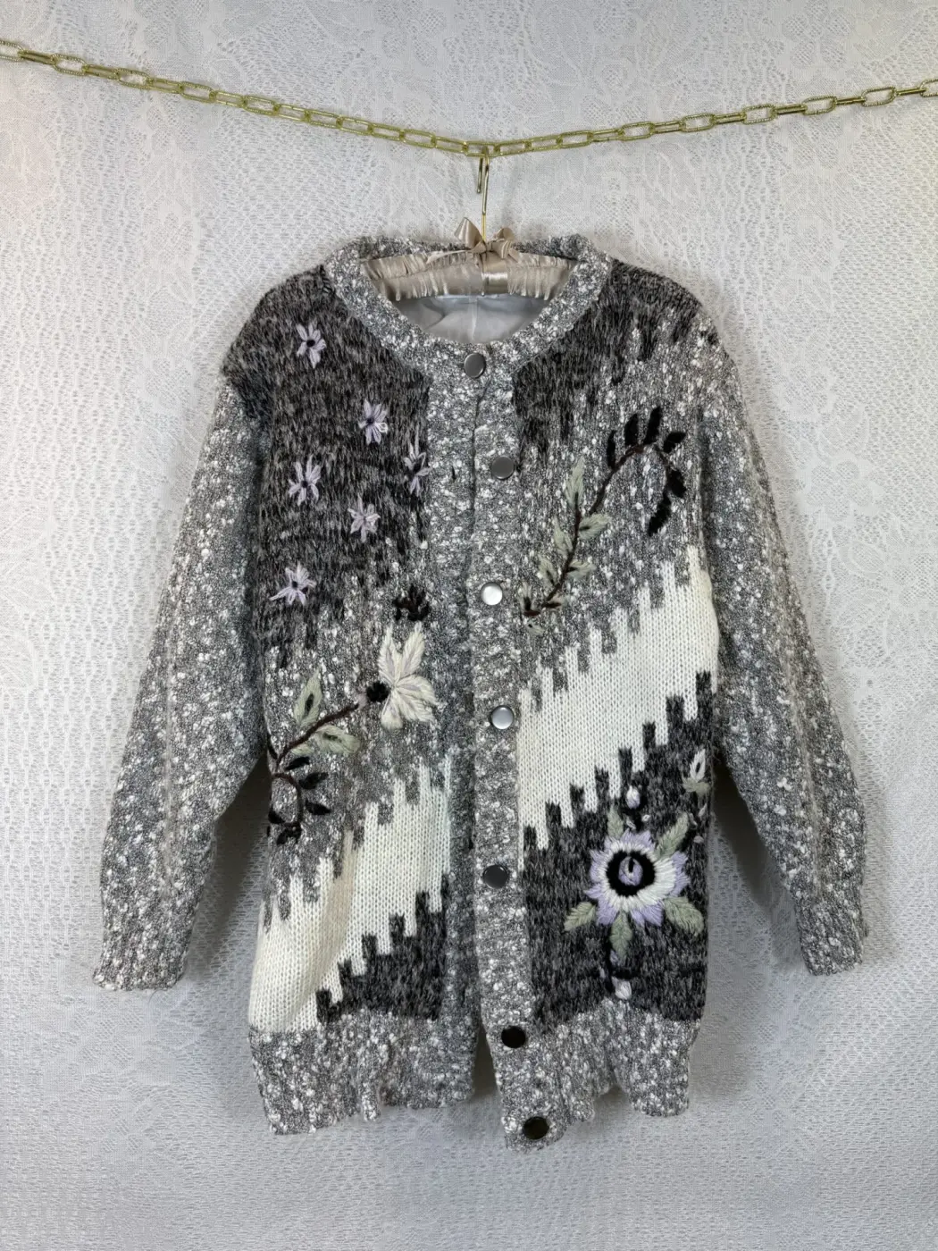 Vintage WAN SHENG Mohair Knit Cardigan Sweater
