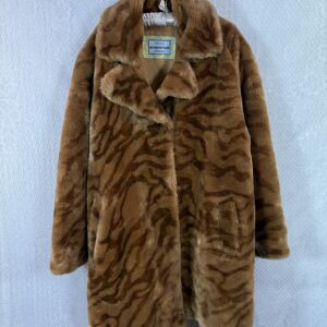 VIMEISTAR Light Brown Faux Fur Tiger Coat