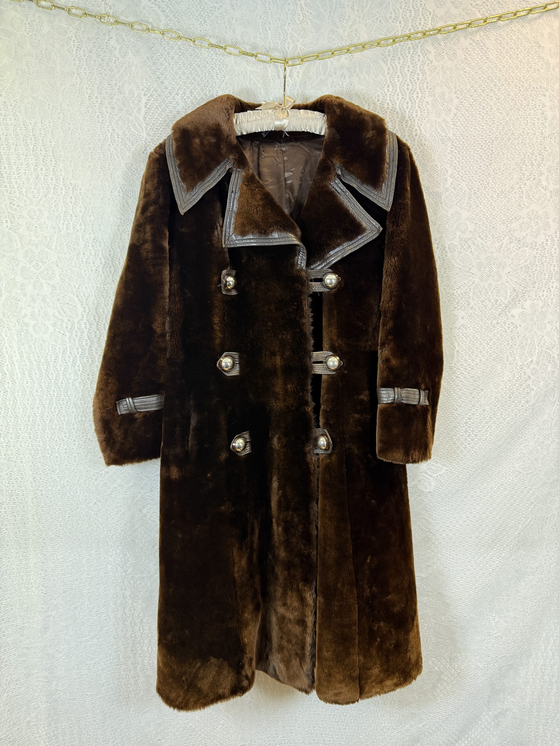 DE BIJENKORF Dark Brown Natural Fur Coat